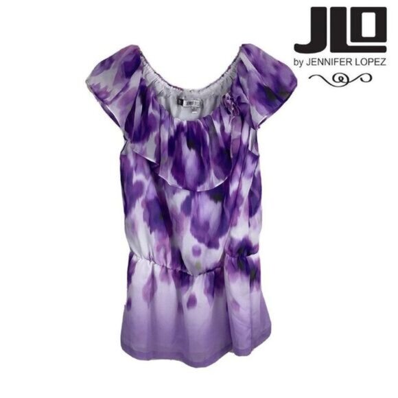 Women's Jennifer Lopez Ruffle‎ Trim Blouse Off Shoulder Top NWT - Picture 2 of 7